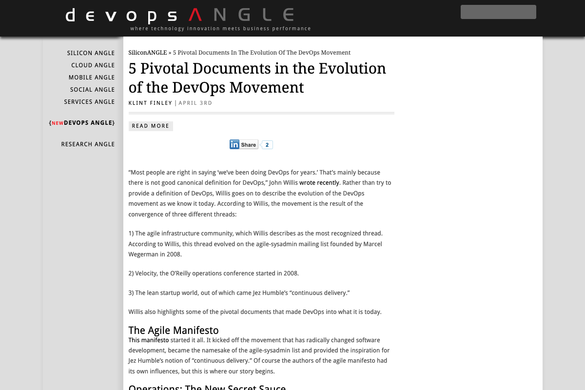 DevOpsANGLE article