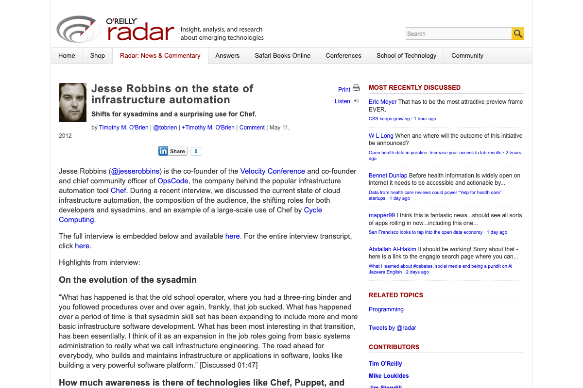 O'Reilly Radar article